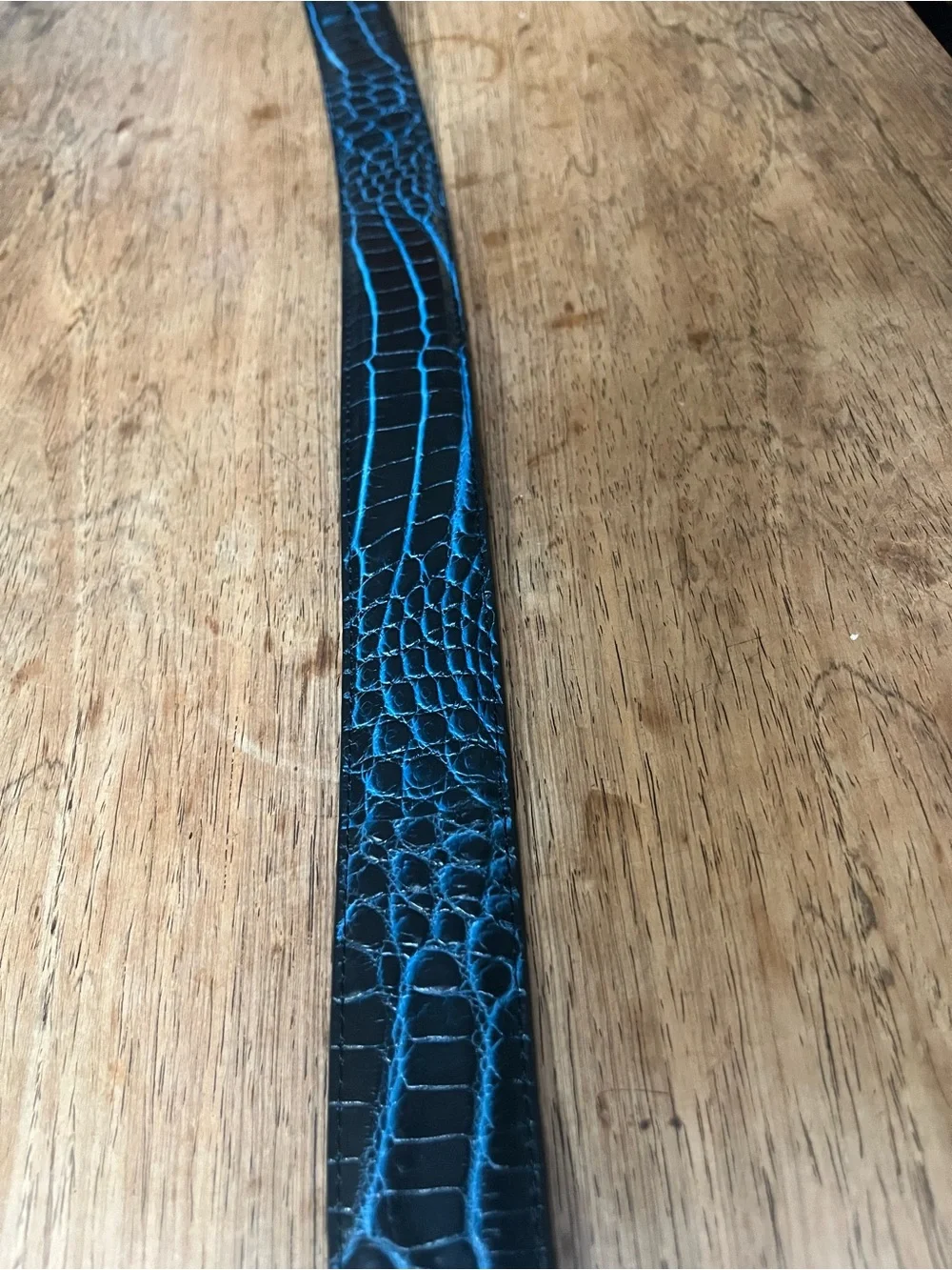 Pat Areias Navy Blue Crocodile Belt Strap